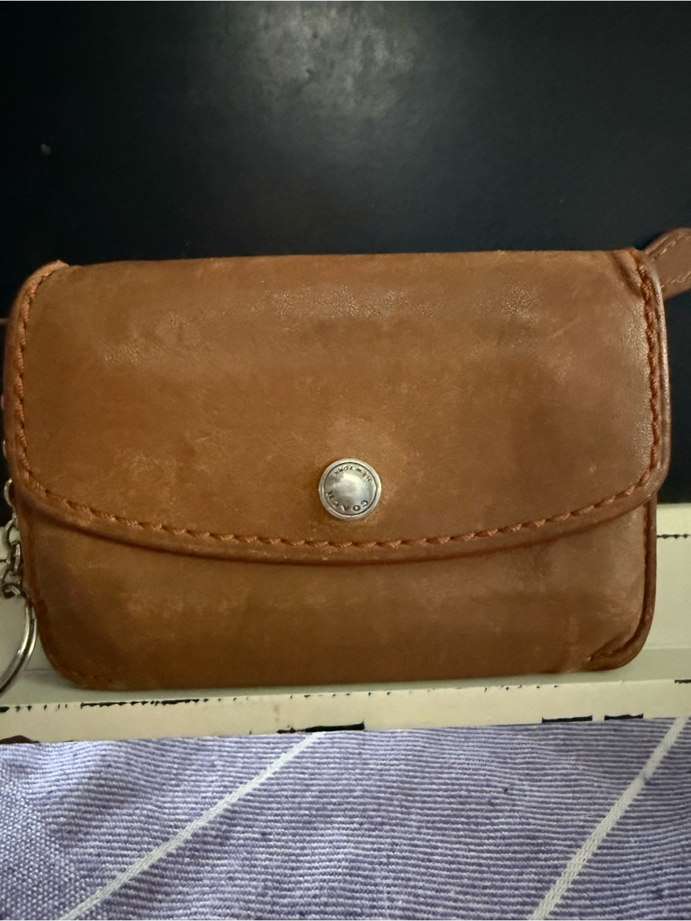 Vintage Coach Compact Leather Key Pouch in Brown